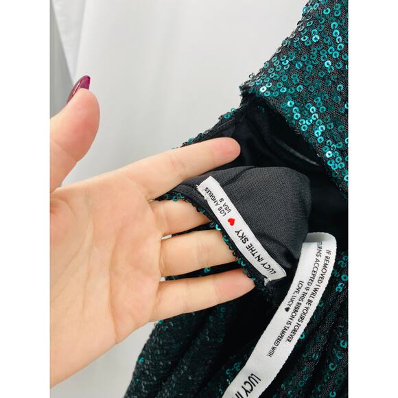 Lucy in the Sky green sequin mini dress - Picture 6 of 8